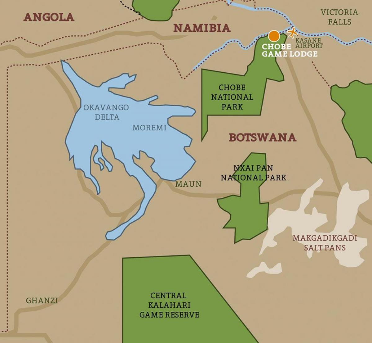 karta Bocvana karti nacionalni parkovi