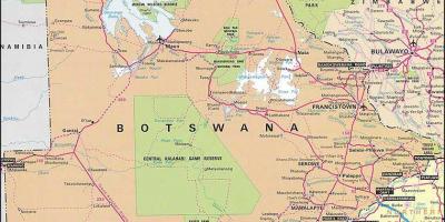 Karta je detaljna karta cesta Bocvana